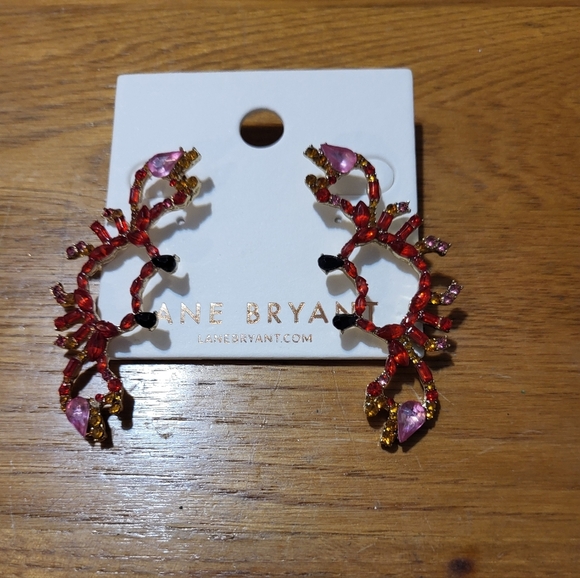 Lane Bryant Red and Pink Crystal Earrings - Picture 3 of 3